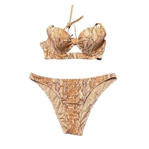 Shade & Shore Bikini Top 32B And Medium Bottoms Snake Print - Picture 1 of 7